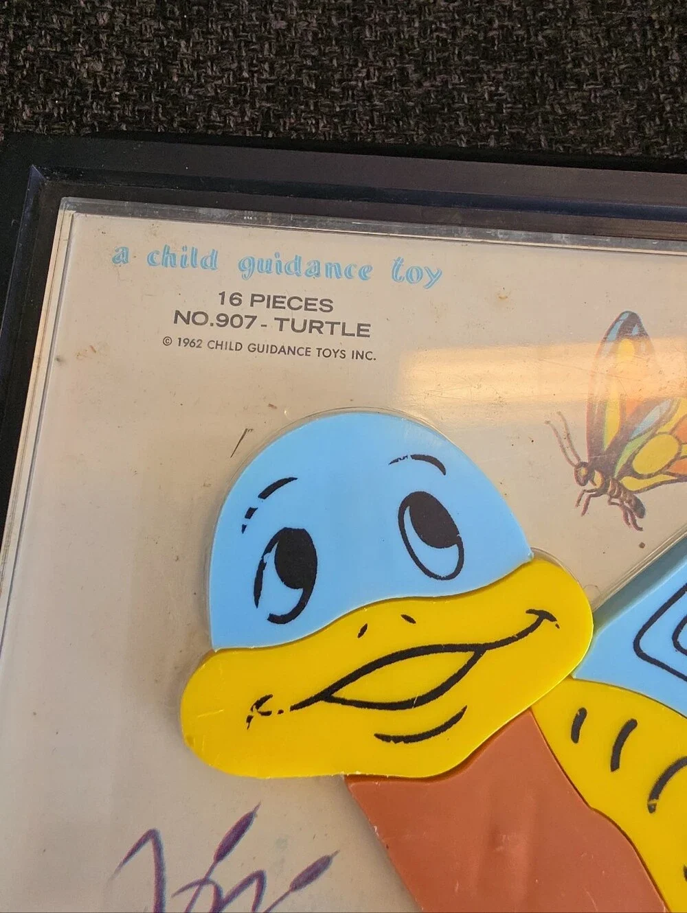 1962 Vintage Child Guidance Framed Magnetic Puzzles 920 Chicken 907 Turtle